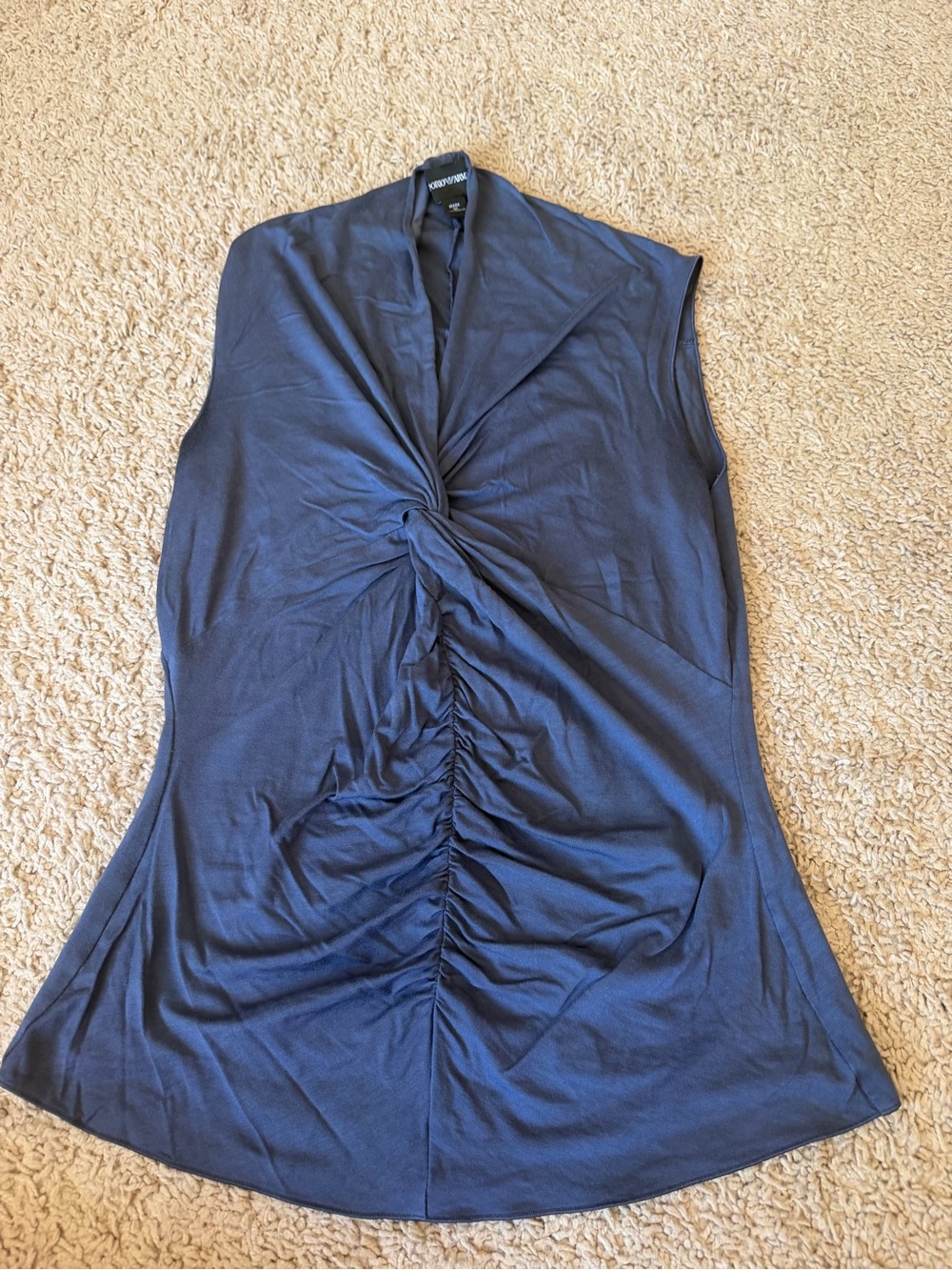 Emporio Armani Navy Sleeveless Twist-Front Top Size M